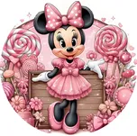 Disney Kruhový koberec ⌀120cm - Růžová myška Minnie