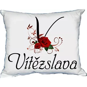 Dekorativní polštářek Polštář se jménem VITĚZSLAVA Vínový (polštářek dámské jméno )