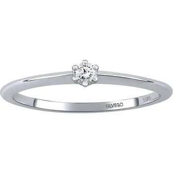 Šperk Zlatý zásnubní prsten Beanie z bílého zlata s diamantem - 0,05 ct obvod 55 mm