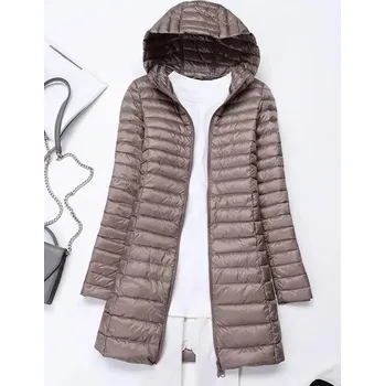 Dámská parka Zimní prošívaná bunda s kapucí Barva: Khaki, Velikost: XL