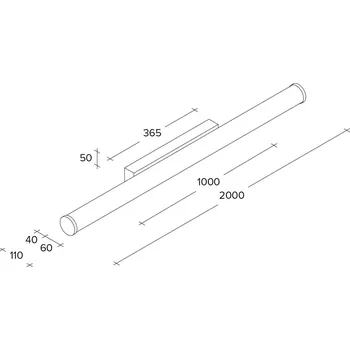 Lampička TECNICO by Sforzin Nástěnné svítidlo Pirgos LED, šířka 200 cm, bílé, plastové - Stříška - délka 36,5 cm, šířka 4 cm, výška 5 cm bílá 1 x 38,4 W LED - Doprava zdarma