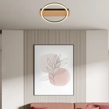 Briloner Stropní svítidlo Kada LED, Ø 30 cm, dřevo, kov, černá barva světlé dřevo, černá LED 14 W celkem - Doprava zdarma