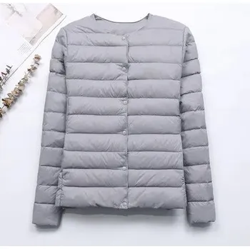 Dámská parka Prošívaná bunda s druky Barva: Šedá, Velikost: 3XL