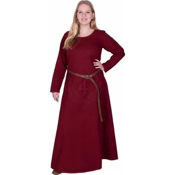 Karnevalový kostým Battle Merchant Jednoduché středověké šaty Afra z plátna, vínově červené