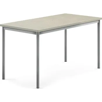 Jídelní stůl Stůl SONITUS, 1400x700x720 mm, stříbrné nohy, deska s linoleem, šedá