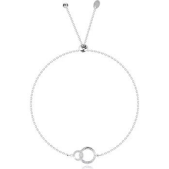 Náramek Nastavitelný stříbrný náramek 925 - spojené kroužky, čiré zirkony