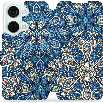 Pouzdro na mobilní telefon Flipové pouzdro Mobiwear - OnePlus Nord 3 5G - V108P Modré mandala květy (Knížkové flip pouzdro, obal, kryt na mobil OnePlus Nord 3 5G - V108P Modré mandala květy, materiál Umělá kůže + TPU - ochrana 360°, stojánek, silikonová vanička, magnetické zavírání