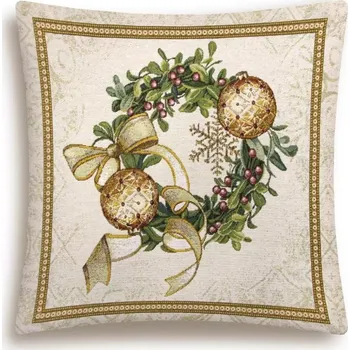 Povlak na dekorativní polštářek Vánoční povlak na polštář s motivem Zlatý věnec 45x45 cm