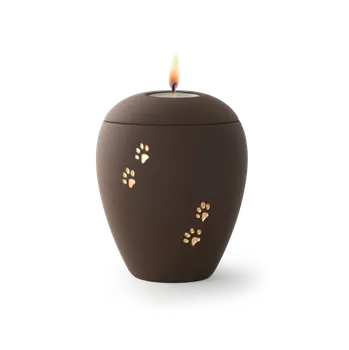 Smuteční dekorace Zvířecí urna Siena Paws se svíčkou - Cafe 1,5l