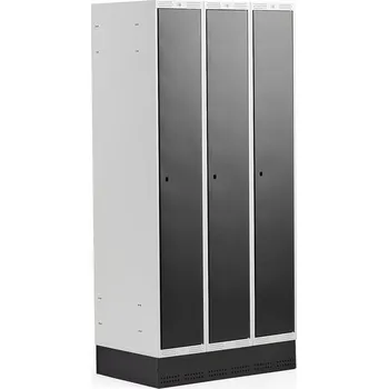 Šatní skříň Šatní skříňka CLASSIC, se soklem, 3 sekce, 1890x900x550 mm, černé dveře