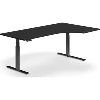 Psací stůl Výškově nastavitelný stůl QBUS, rohový, 2000x1200 mm, černá podnož, černá