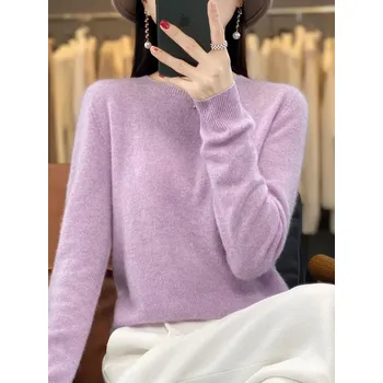 Dámský svetr Dámský jednobarevný pulovr Velikost: XL, Barva (Varianta): Levandulová