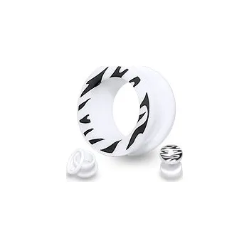 Piercing Šperky4U Akrylátový tunel do ucha - zebrovaný - TN01063-14