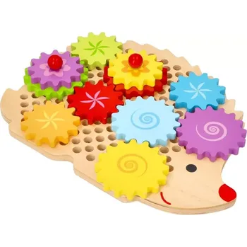 Dřevěná hračka Lelin vkládačka Ježek s ozubenými koly