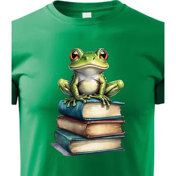 Chlapecké tričko Dětské tričko Žába a knihy, Barva Zelená, Velikost 158 cm/12 roků, Canvas Dětské tričko Bezvatriko.cz 2772