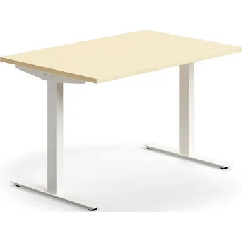 Psací stůl Psací stůl QBUS, T-nohy, 1200x800 mm, bílá podnož, bříza