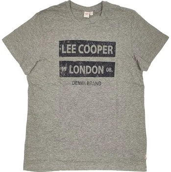 Pánské tričko Lee Cooper Logo T Shirt Mens Grey Marl L