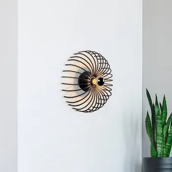 Lampička Opviq Nástěnné světlo Aspendos N-645, černé, kov, Ø 36 cm, E27 - Upevnění na zeď – Ø 12 cm, hloubka 3 cm černá 1 x 15 W LED - Doprava zdarma