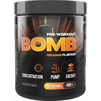 Anabolizér 7NUTRITION Pre-Workout Bomb 480 g, komplexní sypká předtréninková směs Příchuť: pomeranč