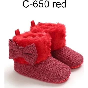 Dětská sportovní obuv Dětské capáčky s Vánoční tématikou Varianta: C-650 red pletené s mašličkou, Velikost: 0-6 m (10,5 cm)