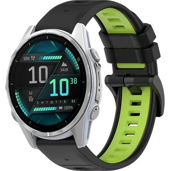 VSECHNONAMOBIL 87355 SPORTY Vyměnitelný silikonový řemínek Garmin Fenix 8 43mm černá-světlozelená