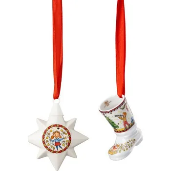 Vánoční ozdoba Rosenthal Vánoční set porcelánové ozdoby hvězda/bota, Christmas Lights, 6,8 cm, 2 ks