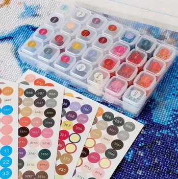 Diamantové malování Diamantové malování - Samolepky s kódy odstínů barev