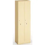 B2B Partner Dřevěná šatní skříňka S5, 2 oddíly, 1900 x 600 x 420 mm, cylindrický zámek, bříza