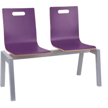 MEGAN PLUS 2, dřevěná lavice do čekárny, 2-sedák, fialová, kostra stříbrná