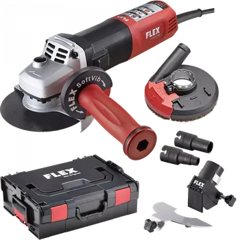 úhlová bruska FLEX LE 15-11 125 L-BOXX® Set Variabilní úhlová bruska 1500 W,125 mm, pro práci v rozsahu nižších otáček, součástí balení kryt pro broušení a řezání betonu
