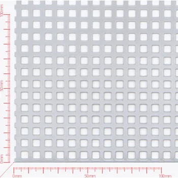Plech Děrovaný plech; děrování čtvercové řadové; otvor 5mm; rozteč 8mm