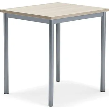 Jídelní stůl Stůl SONITUS PLUS, 700x600x720 mm, stříbrné nohy, HPL deska tlumící hluk, jasan