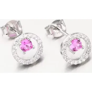 Náušnice Dámské náušnice stříbro 925 zirkon s růžovým růžové kameny PKL-2177