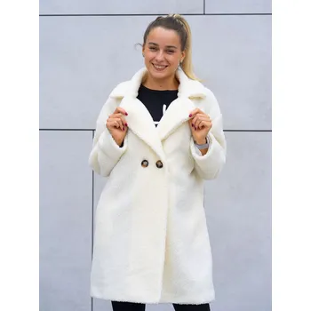 Dámská vesta BudesIN Bílý elegantní kabát Joni s knoflíky a hřejivým materiálem