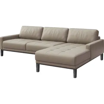 Pohovka Šedá kožená rohová pohovka MESONICA Musso Tufted, pravá, 248 cm