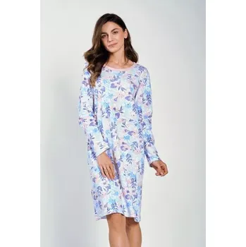 Dámská noční košile Taro, dámská noční košile 3238-Ginny, dlouhý rukáv, bílá s tiskem, vel. L