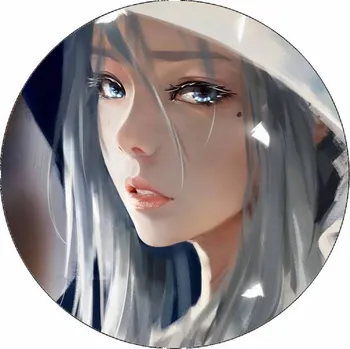 Jedlá dekorace na dort Jedlý papír dívka s šedými vlasy 19,5 cm