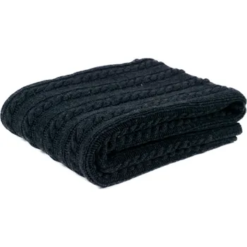 deka Wooline Pletená deka Olivia, antracit, 100% Australské Merino hebká, gramáž 550g/m2