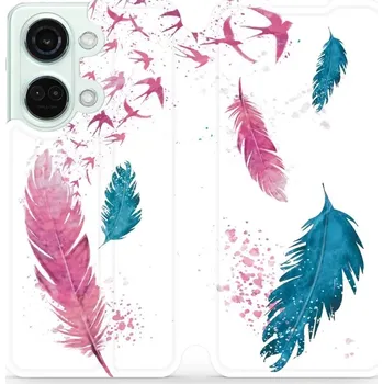 Pouzdro na mobilní telefon Flipové pouzdro Mobiwear - OnePlus Nord 3 5G - MR08S Pírka (Knížkové flip pouzdro, obal, kryt na mobil OnePlus Nord 3 5G - MR08S Pírka, materiál Umělá kůže + TPU - ochrana 360°, stojánek, silikonová vanička, magnetické zavírání)