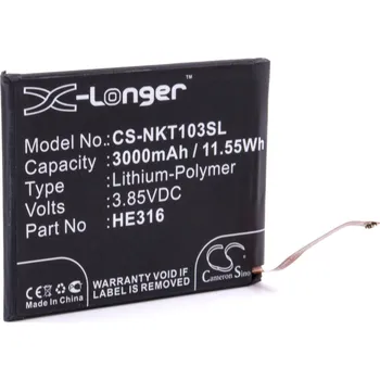 Baterie pro mobilní telefon VHBW Baterie pro Nokia 6, 3000 mAh