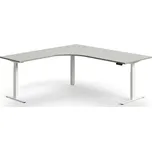 Výškově nastavitelný stůl QBUS, rohový, 2000x2000 mm, bílá podnož, světle šedá