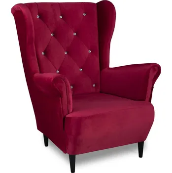 Křeslo Relaxační křeslo ušák Selene K červená s krystaly