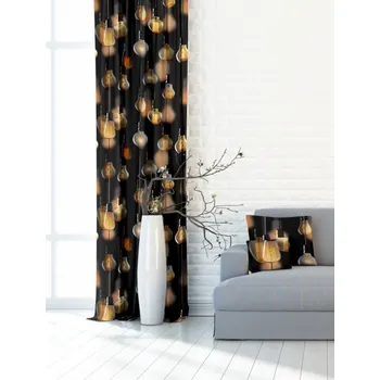 Zatemňovací závěsy Žárovky černé - Blackout - látka v metráži 400296-002