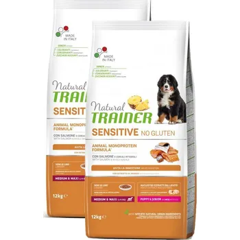 Krmivo pro psa Trainer Natural Sensitive No Gluten Puppy&Jun M/M losos 2x12kg