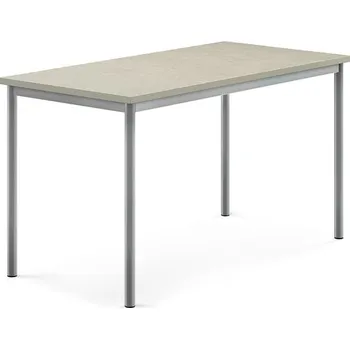 Jídelní stůl Stůl SONITUS, 1400x700x760 mm, stříbrné nohy, deska s linoleem, šedá