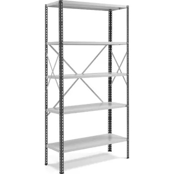 Dílenský regál Skladový regál POWER, 5 polic, tmavě/světle šedý, 1970x1010x400 mm