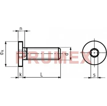 Šroub Šroub válcová extra nízká hlava- inbus M8x20-10.9 černěno