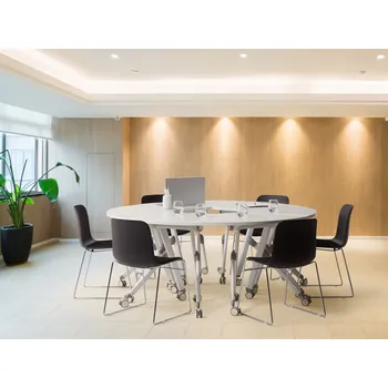 Psací stůl Skládací stůl bílý kovový rám MFC stolní deska 90 x 64 cm s kolečky pojízdný rohový moderní design kancelář Beliani