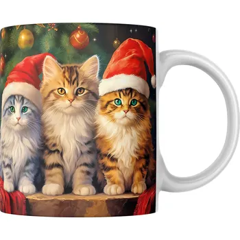 Hrnek 330ml, VÁNOČNÍ KOČKY, cena za 1 ks