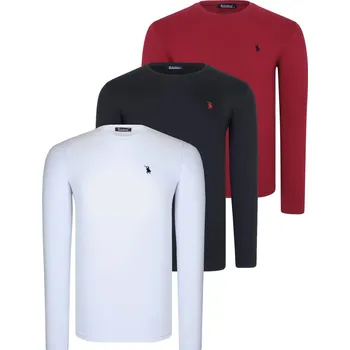 Pánská mikina TRIPLE SET T8588 DEWBERRY ROUND NECK PÁNSKÁ MIKINA-ČERNO-BÍLÁ-VÍNOVÁ dewberry bílá 2520314